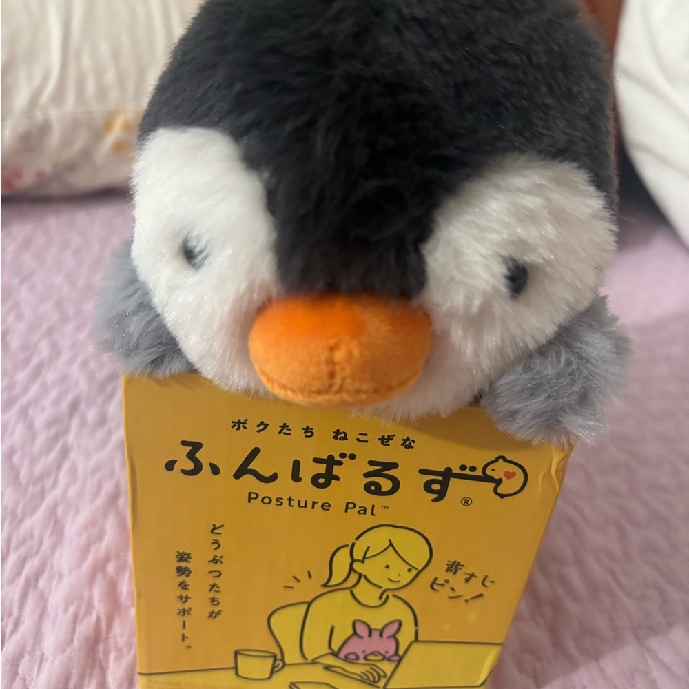 Penguin Plush Toy - Gray and Orange
